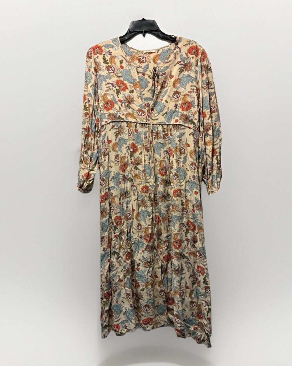 Sunday Up Dress Large Colorful Long Sleeve Maxi Floral Shift Boho Festival Chic